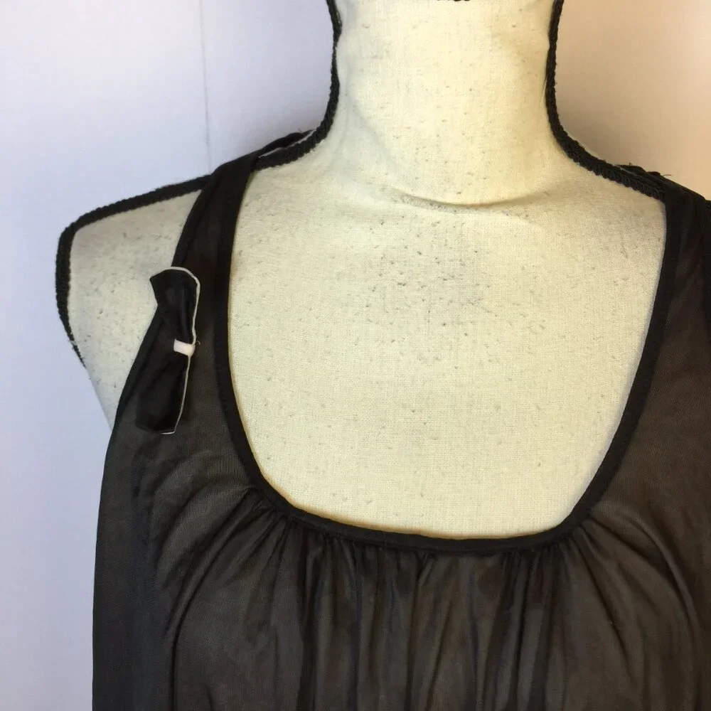 Betsey Johnson Intimates Nightgown Dress Womens Sz L Black Pink Layered Vintage - Picture 6 of 16